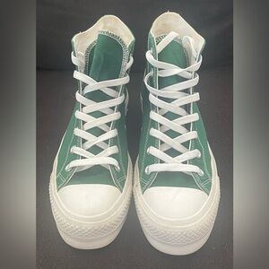 Converse Green High-Top Sneakers with White Laces
